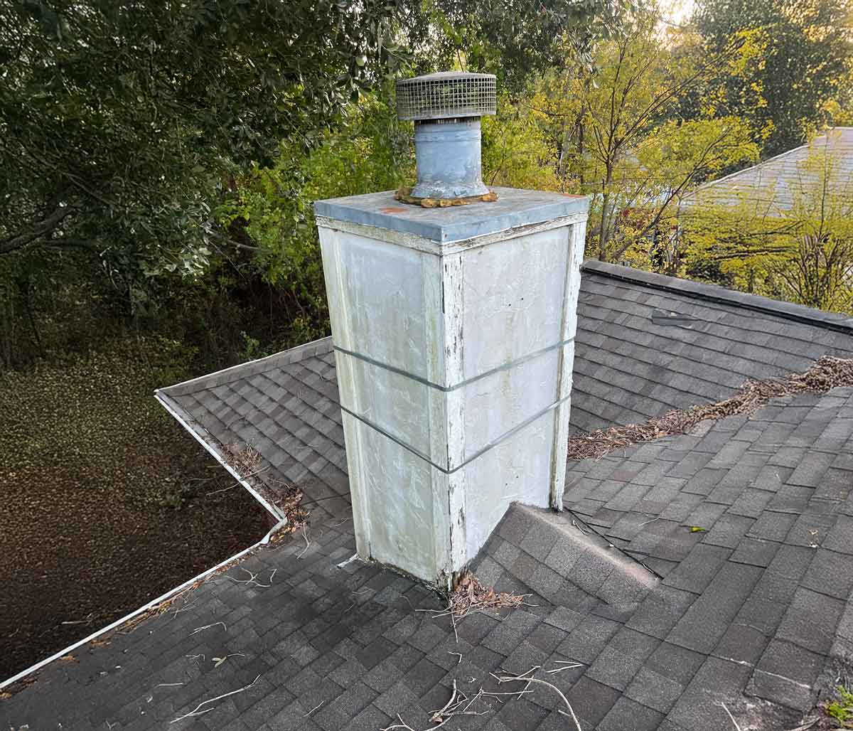 Deteriorated chimney before restoration