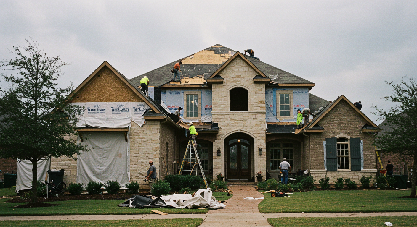 Emergency Repair After Hurricane in First Colony